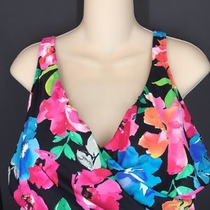 Trimshaper one piece bathing suit VGC floral print contoured cups size 20W